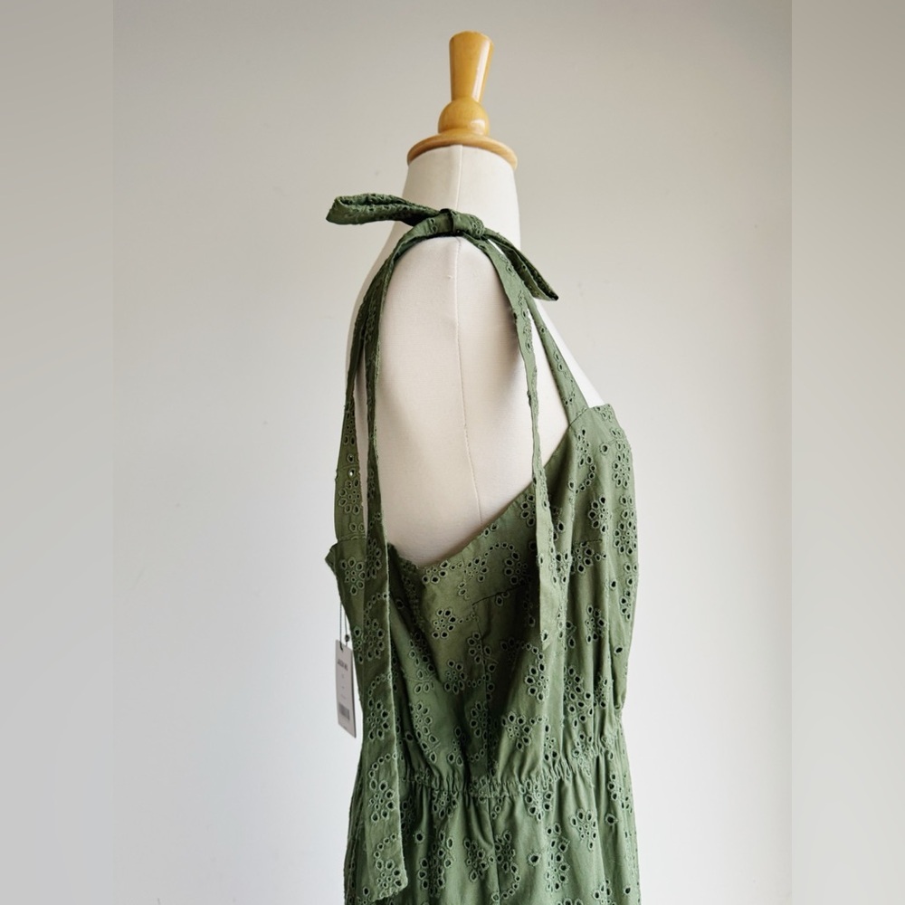 NWT JASON WU Tiered Eyelet Midi Dress in Guac | 12 - Picture 5 of 7